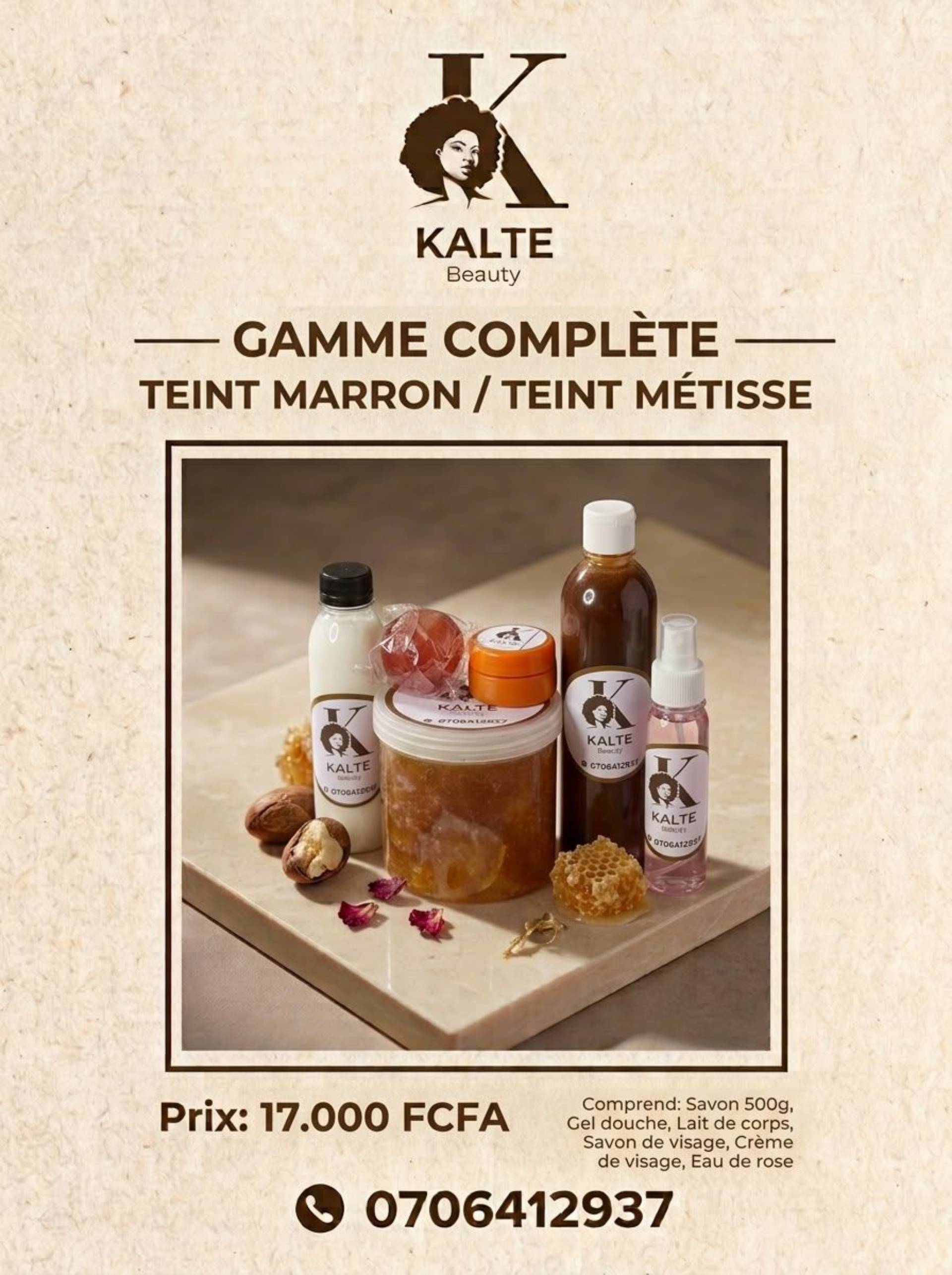 Gamme complète marron clair a metisse